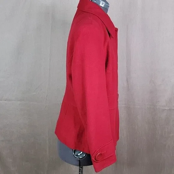 EAST 5TH Red Wool Coat Medium - Picture 5 of 8